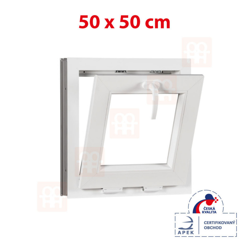 Plastové okno | 50x50 cm (500x500 mm) | biele | sklopné | pivničné