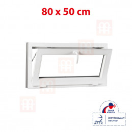 Sklopné plastové okno 80x50 cm, bílé, 6 komor