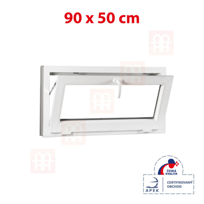 Plastové okno | 90x50 cm (900x500 mm) | biele | sklopné | pivničné