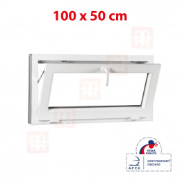 Plastové okno 100 x 50 cm, biele, sklopné