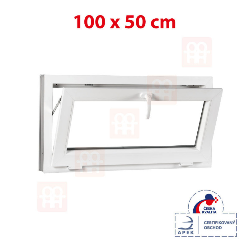 Plastové okno | 100x50 cm (1000x500 mm) | biele | sklopné | pivničné