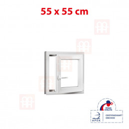 Plastové okno 55 x 55 cm, otváravé aj sklopné, biele, pravé