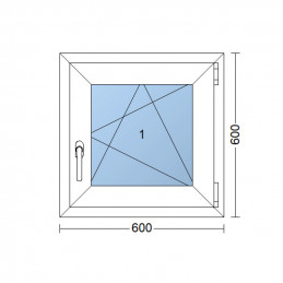 Plastové okno 60 x 60 cm, otváravé aj sklopné, biele, pravé
