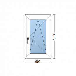 Plastové okno 60 x 100 cm, otváravé aj sklopné, biele, pravé