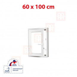 Plastové okno 60x100 cm, otváravé aj sklopné, biele, ľavé