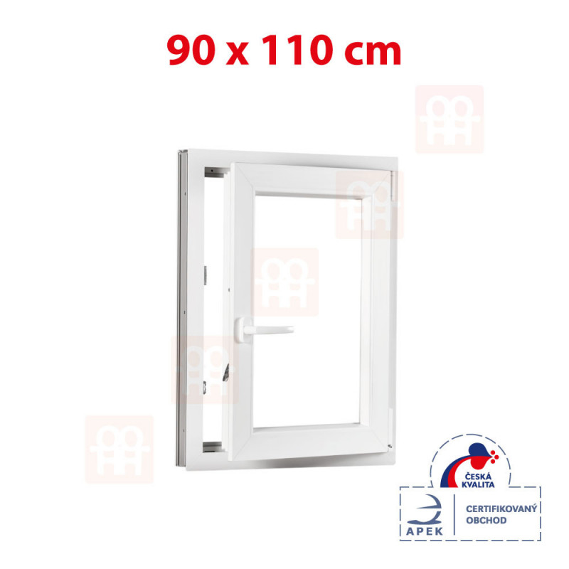 Plastové okno | 90 x 110 cm (900 x 1100 mm) | biele | otváravé aj sklopné | pravé
