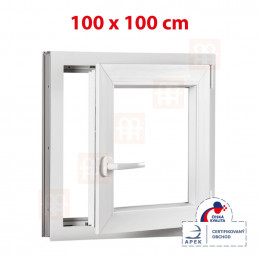 Plastové okno 100 x 100 cm, otváravé aj sklopné, biele, pravé