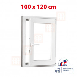 Plastové okno 100x120cm, biele, otváravé aj sklopné, pravé