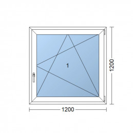 Plastové okno 120 x 120 cm, otváravé aj sklopné, biele, pravé