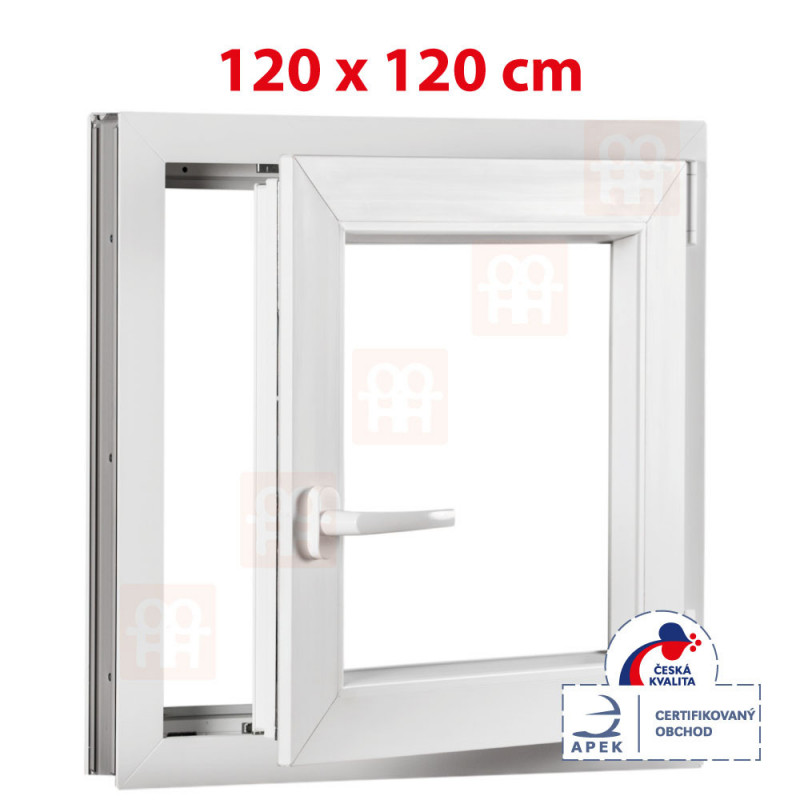 Plastové okno 120 x 120 cm, otváravé aj sklopné, biele, pravé