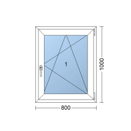 Plastové okno | 80 x 100 cm (800 x 1000 mm) | biele | otváravé aj sklopné | pravé