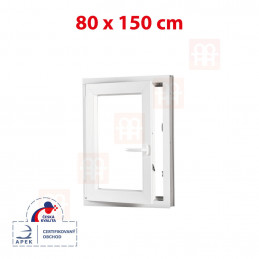 Plastové okno 80 x 120 cm, otváravé aj sklopné, biele, pravé