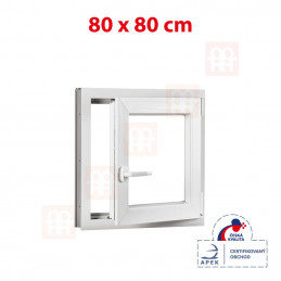 Plastové okno | 80 x 80 cm (800 x 800 mm) | biele | otváravé aj sklopné | pravé