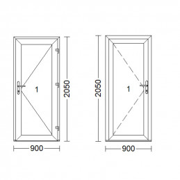 Plastové dvere | 90 x 205 cm (900 x 2050 mm) | biele | plné | pravé