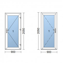 Plastové dvere | 90 x 205 cm (900 x 2050 mm) | biele | presklenné | pravé
