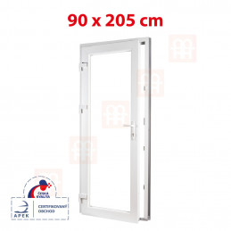 Plastové dvere | 90 x 205 cm (900 x 2050 mm) | biele | presklenné | ľavé