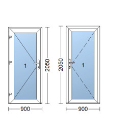 Plastové dvere | 90 x 205 cm (900 x 2050 mm) | biele | presklenné | ľavé