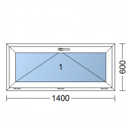 Plastové okno | 140x60 cm (1400x600 mm) | biele | sklopné | pivničné