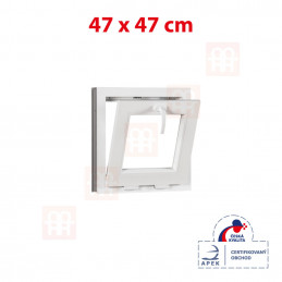 Plastové okno | 47x47 cm (470x470 mm) | biele | sklopné | pivničné