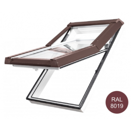 Strešné okno plastové | 55x78 cm (550x780 mm) | biele s HNEDÝM oplechováním | SKYLIGHT