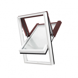 Strešné okno plastové | 78x98 cm (780x980 mm) | biele s HNEDYM oplechováním | SKYLIGHT