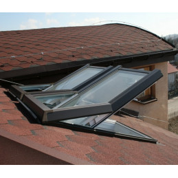 Strešné okno plastové | 78x118 cm (780x1180 mm) | biele s HNEDÝM oplechováním | SKYLIGHT