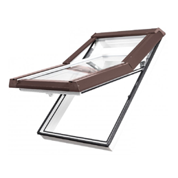 Strešné okno plastové | 66x118 cm (660x1180 mm) | biele s HNEDÝM oplechováním | SKYLIGHT