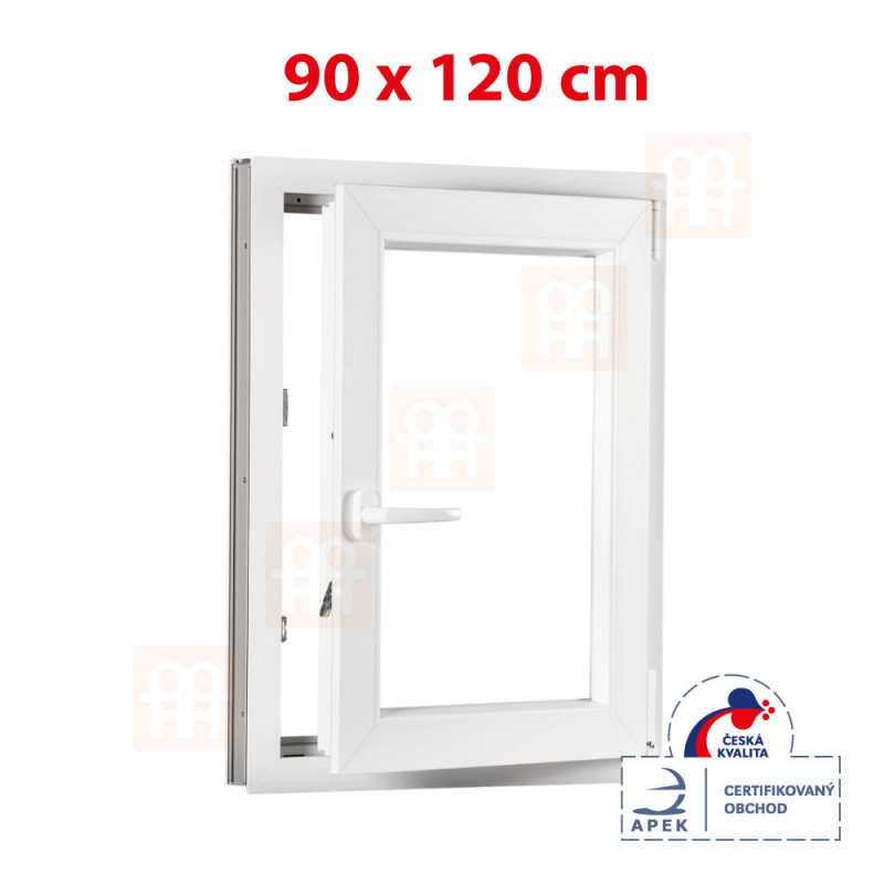 Plastové okno | 90 x 120 cm (900 x 1200 mm) | biele | otváravé aj sklopné | pravé