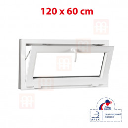 Plastové okno | 120x60 cm (1200x600 mm) | biele | sklopné | pivničné