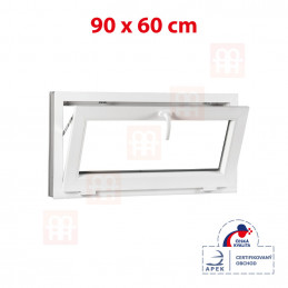 Plastové okno | 90x60 cm (900x600 mm) | biele | sklopné | pivničné
