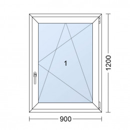 Plastové okno | 90 x 120 cm (900 x 1200 mm) | biele | otváravé aj sklopné | pravé