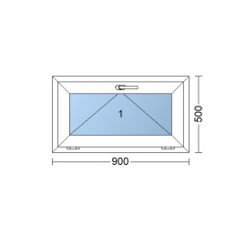 Plastové okno 90x50 cm (900x500mm) sklopné (pivničné) biele / antracit