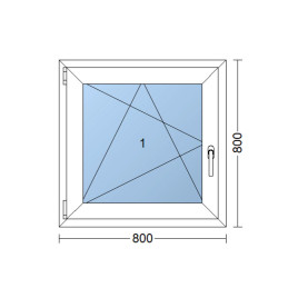 Plastové okno 80x80 cm (800x800mm) otváravé aj sklopné ľavé biele / antracit