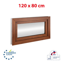 Plastové okno 120x80 cm (1200x800mm) sklopné (pivničné) biele / zlatý dub