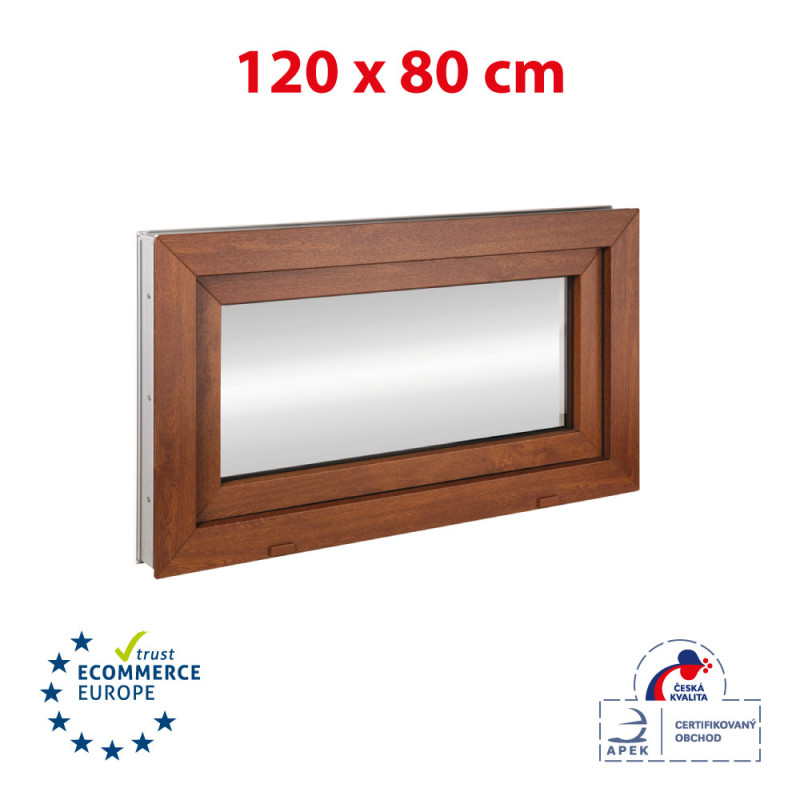 Plastové okno 120x80 cm (1200x800mm) sklopné (pivničné) biele / zlatý dub