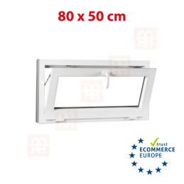 Plastové okno | 80x50 cm (800x500 mm) | biele | sklopné | pivničné Plastové okno | 80x50 cm (800x500 mm) | biele | sklopné | pivničné