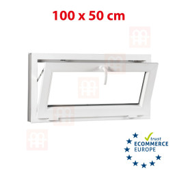 Plastové okno | 100x50 cm (1000x500 mm) | biele | sklopné | pivničné Plastové okno | 100x50 cm (1000x500 mm) | biele | sklopné | pivničné