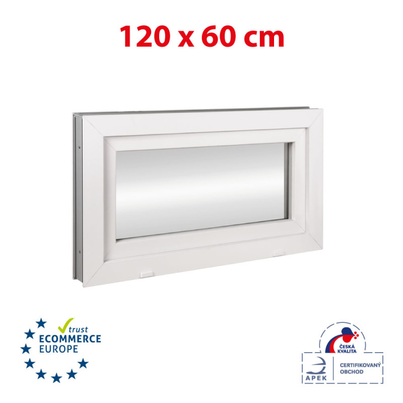 Plastové okno | 120x60 cm (1200x600 mm) | biele | sklopné | pivničné Plastové okno | 120x60 cm (1200x600 mm) | biele | sklopné | pivničné