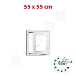 Plastové okno | 55 x 55 cm (550 x 550 mm) | biele | otváravé aj sklopné | pravé Plastové okno | 55 x 55 cm (550 x 550 mm) | biele | otváravé aj sklopné | pravé