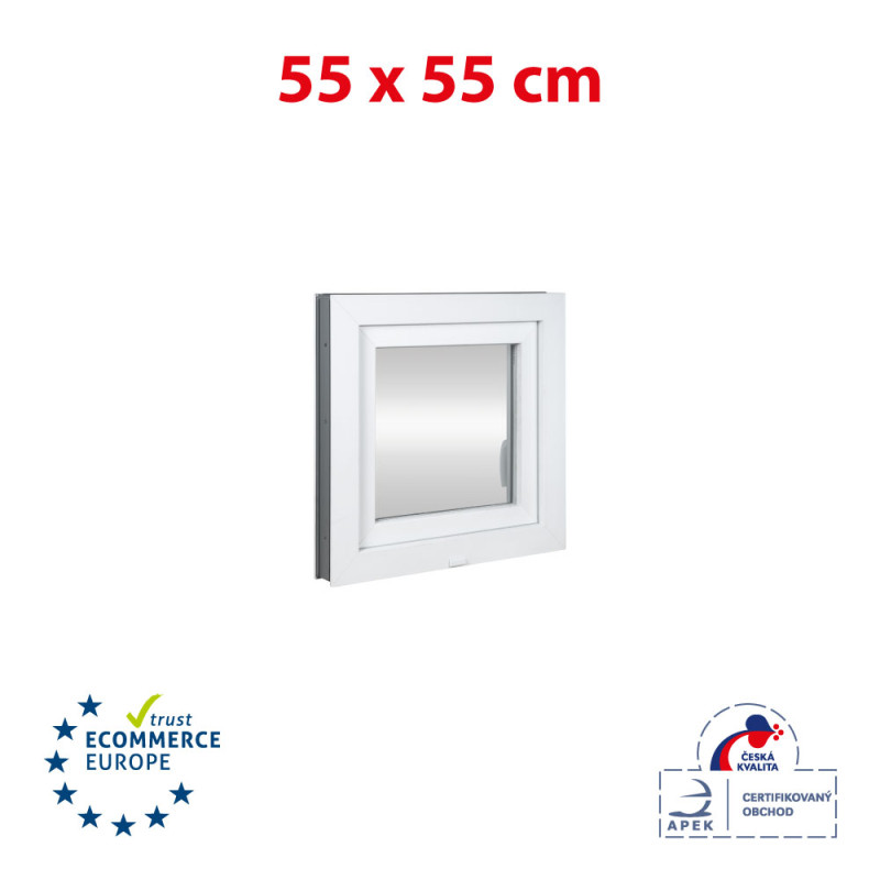 Plastové okno | 55 x 55 cm (550 x 550 mm) | biele | otváravé aj sklopné | pravé Plastové okno | 55 x 55 cm (550 x 550 mm) | biele | otváravé aj sklopné | pravé