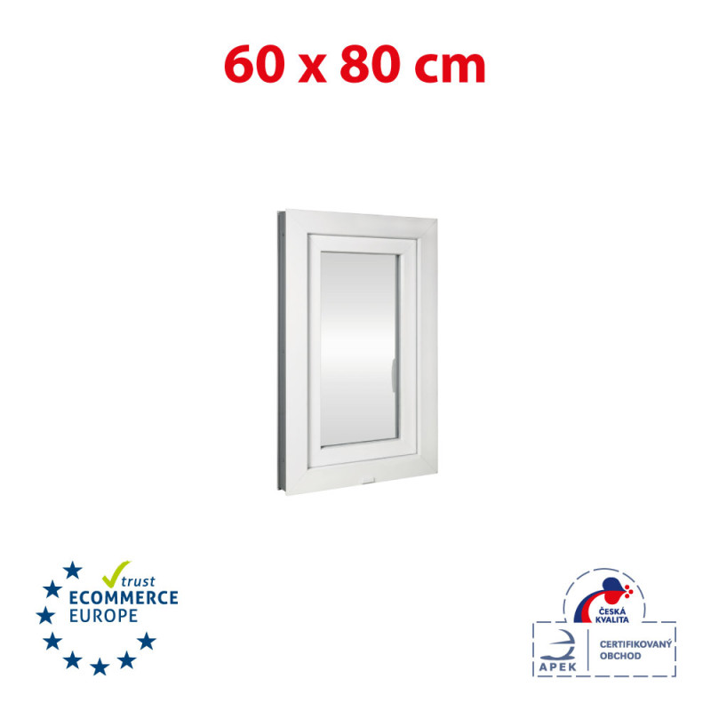Plastové okno | 60 x 80 cm (600 x 800 mm) | biele | otváravé aj sklopné | pravé Plastové okno | 60 x 80 cm (600 x 800 mm) | biele | otváravé aj sklopné | pravé