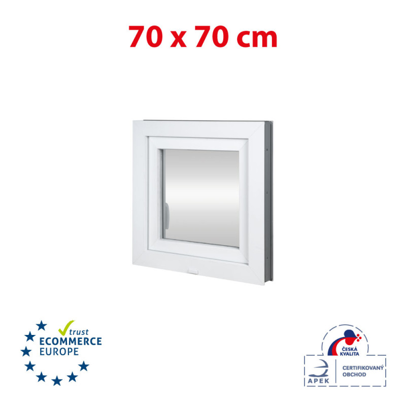 Plastové okno | 70x70 cm (700x700 mm) | biele | otváravé aj sklopné | ľavé Plastové okno | 70x70 cm (700x700 mm) | biele | otváravé aj sklopné | ľavé