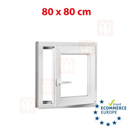 Plastové okno | 80 x 80 cm (800 x 800 mm) | biele | otváravé aj sklopné | pravé Plastové okno | 80 x 80 cm (800 x 800 mm) | biele | otváravé aj sklopné | pravé