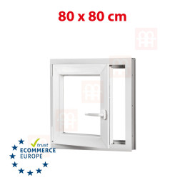 Plastové okno | 80x80 cm (800x800 mm) | biele | otváravé aj sklopné | ľavé Plastové okno | 80x80 cm (800x800 mm) | biele | otváravé aj sklopné | ľavé