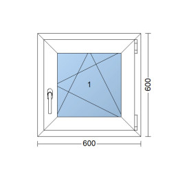 Plastové okno 600 × 600 mm (60 × 60 cm) otváravo-sklopné pravé biele pre vedľajšie a technické priestory