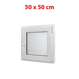 Plastové okno 500 × 500 mm (50 × 50 cm) otváravo-sklopné pravé biele pre vedľajšie priestory Aplast 60