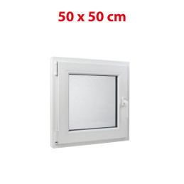 Plastové okno 500 × 500 mm (50 × 50 cm) otváravo-sklopné ľavé biele pre vedľajšie priestory Aplast 60