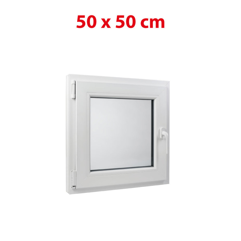 Plastové okno 500 × 500 mm (50 × 50 cm) otváravo-sklopné ľavé biele pre vedľajšie priestory Aplast 60