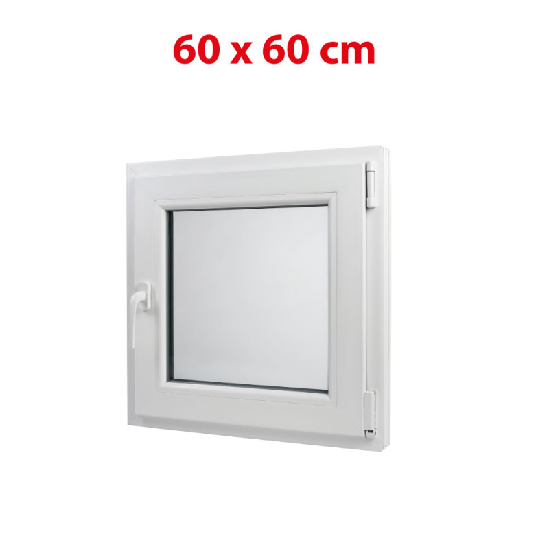 Plastové okno 600 × 600 mm (60 × 60 cm) otváravo-sklopné pravé biele pre vedľajšie a technické priestory