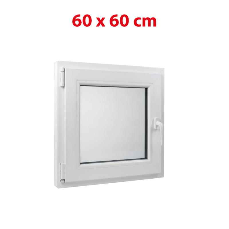 Plastové okno 600 × 600 mm (60 × 60 cm) otváravo-sklopné ľavé biele pre vedľajšie priestory Aplast 60